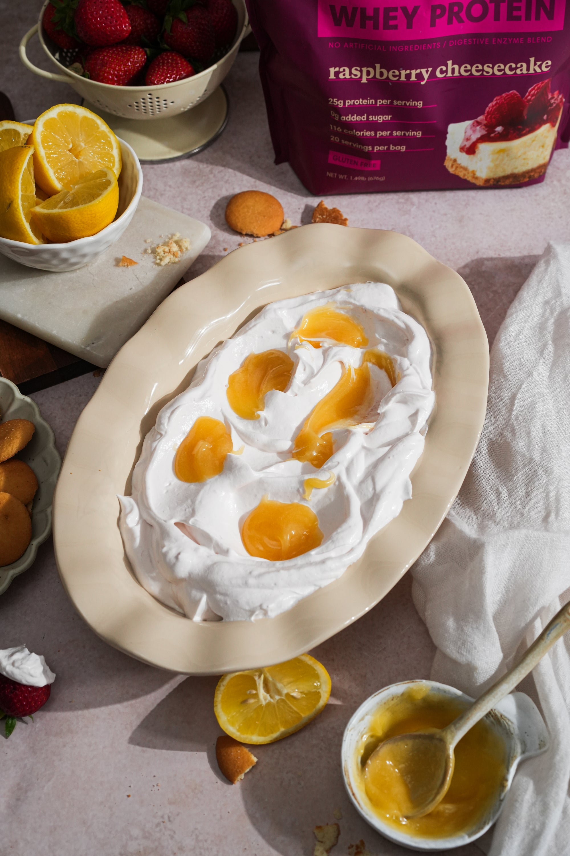 Protein Fluff with a Lemon Curd – ProDough Protein Bakeshop