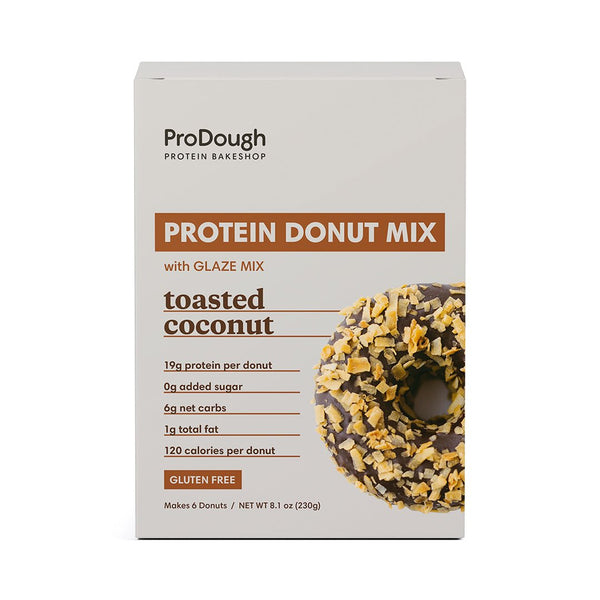 Toasted Coconut Protein Donut Mix - ProDough Protein Bakeshop - front of box