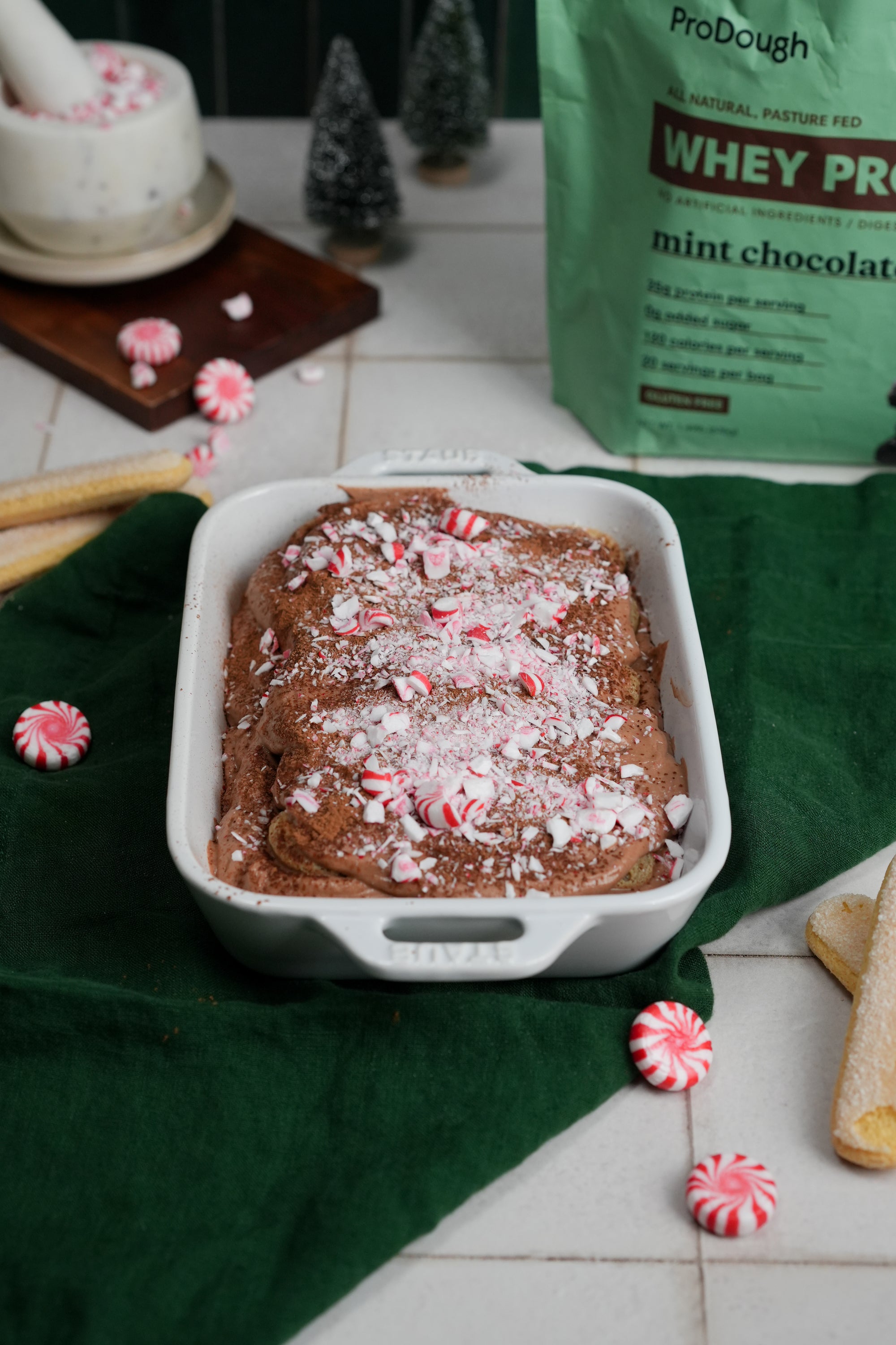 Protein Peppermint Cocoa Tiramisu – ProDough Protein Bakeshop