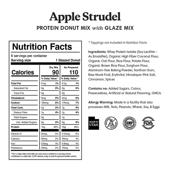 Nutrition Label for Apple Strudel Donut Mix