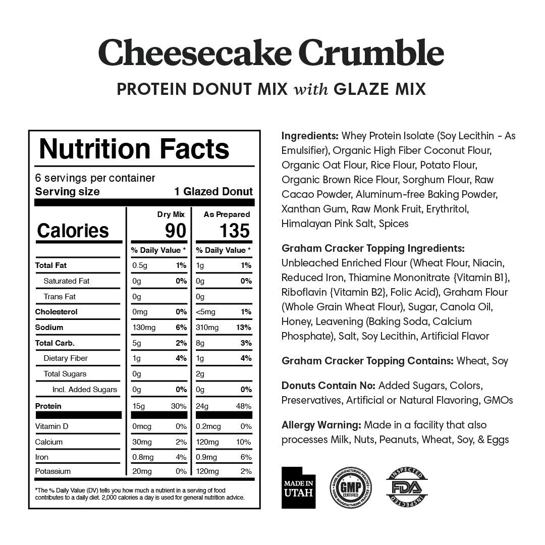 Nutrition info for Cheesecake Crumble Donut Mix