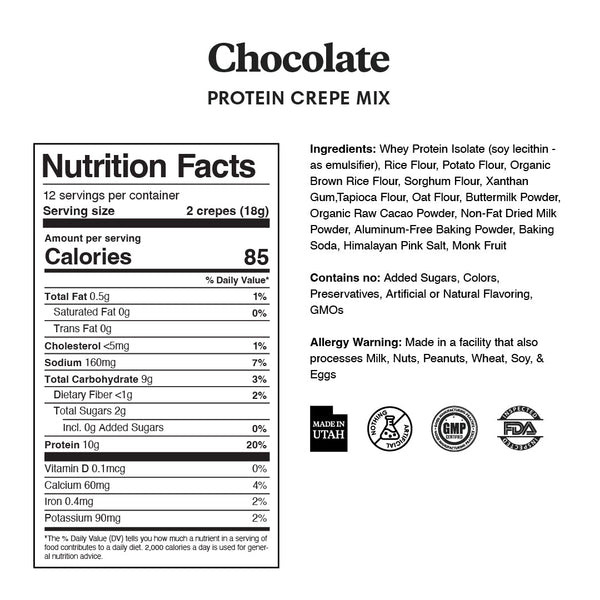 Chocolate Protein Crepe Mix - ProDough Protein Bakeshop