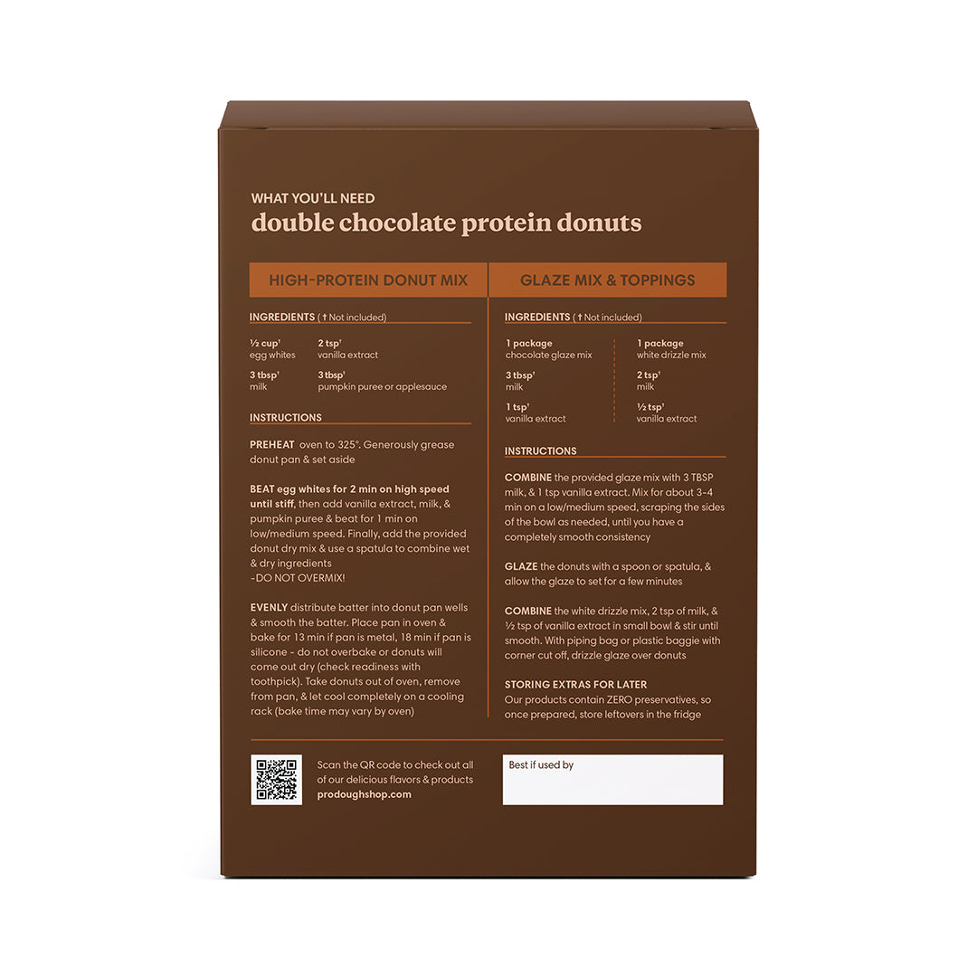 Back of Double Chocolate Protein Donut Mix box