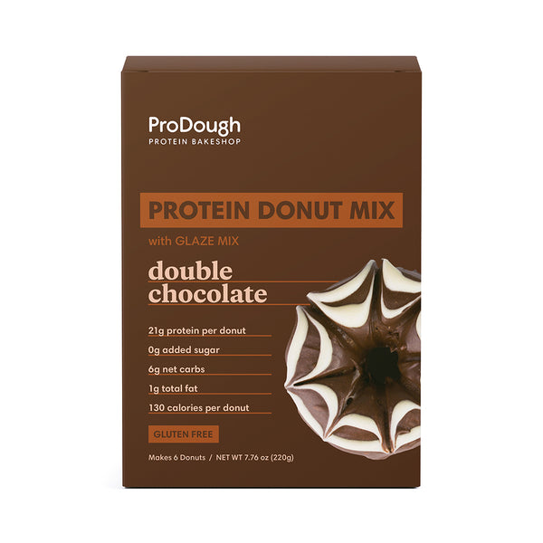 Front of Double Chocolate Protein Donut Mix box