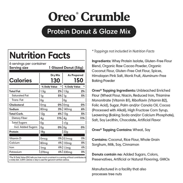 Nutrition info for Oreo Protein Donut Mix