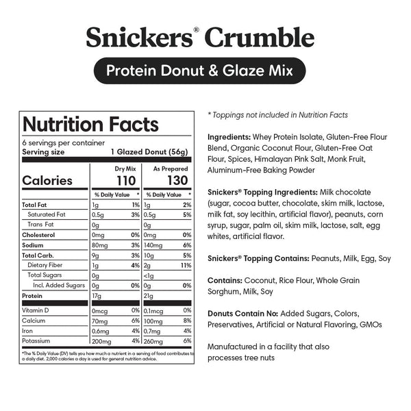 Nutrition info for Snickers Protein Donut Mix