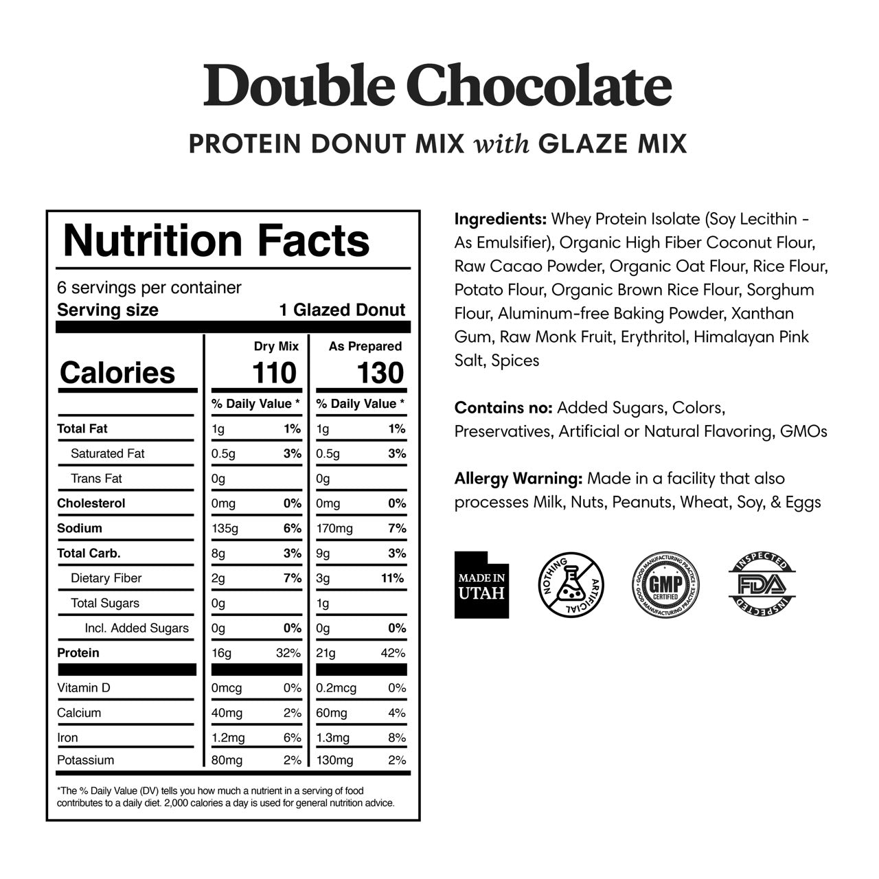 Nutrition info for Double Chocolate Protein Donut Mix