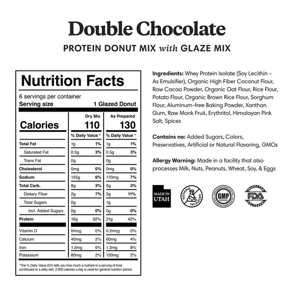 Nutrition info for Double Chocolate Protein Donut Mix