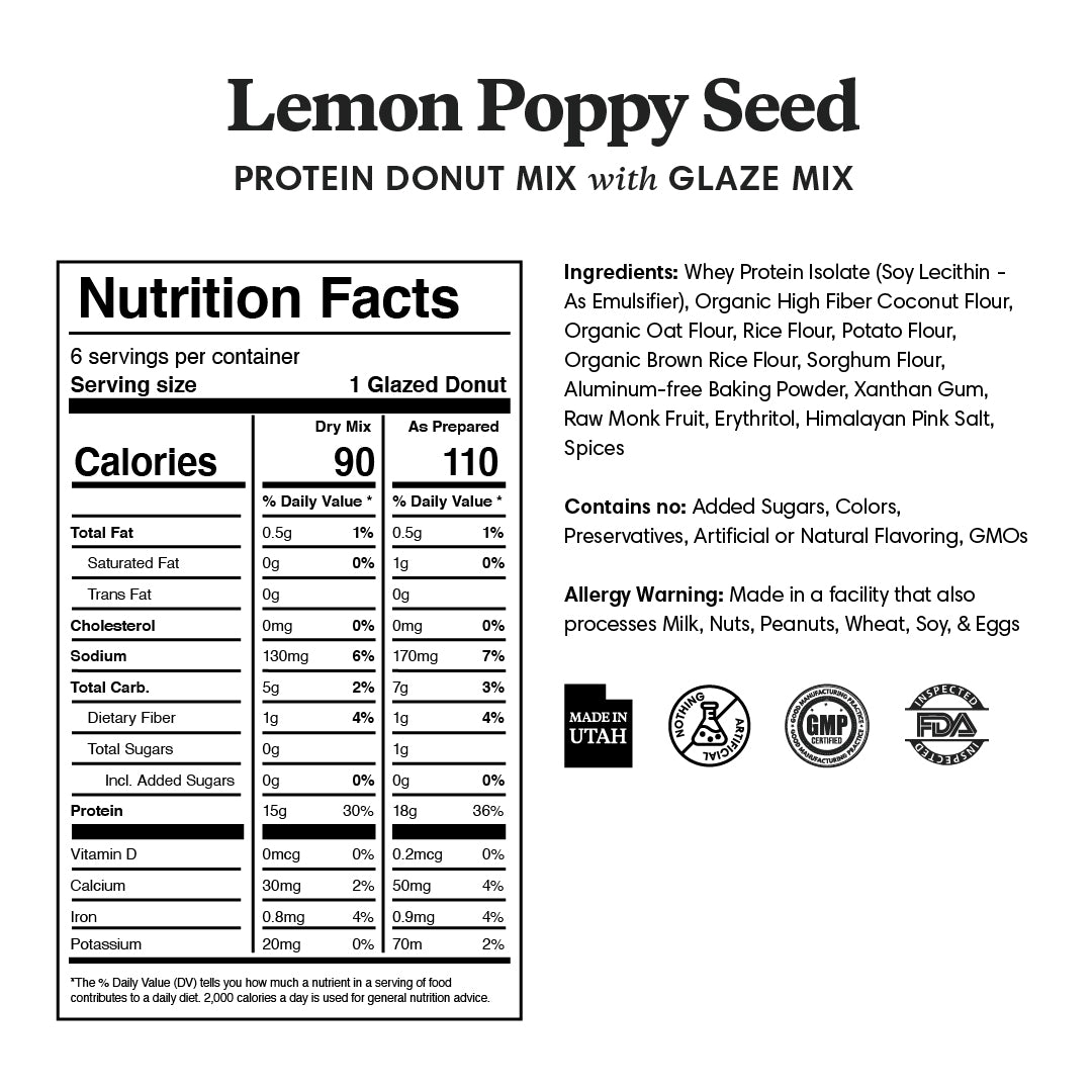 Lemon Poppy Seed Protein Donut Mix - Nutrition Info