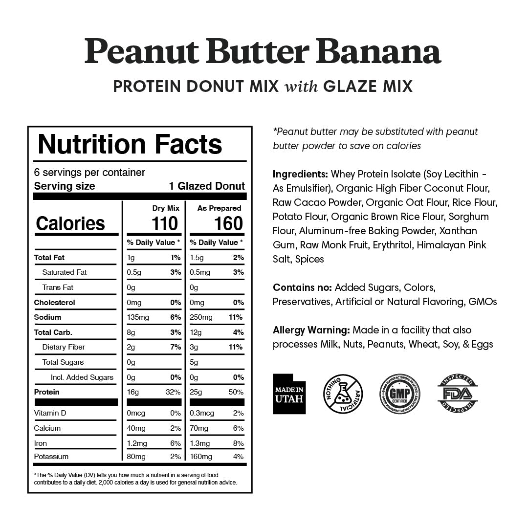 Peanut Butter Banana Protein Donut Mix - Nutrition info
