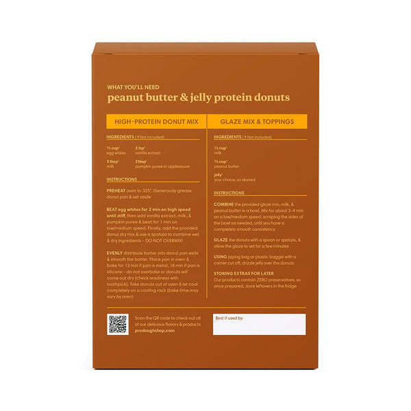 Peanut Butter & Jelly Protein Donut Mix - ProDough Protein Bakeshop - PBJ Mix back of box