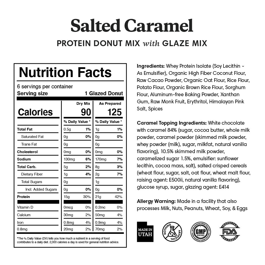 Salted Caramel Protein Donut Mix - ProDough Protein Bakeshop - Nutrition info